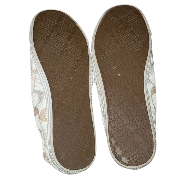 COACH Katie Slip-On Sneakers - Cream and Brown Logo No Lace (Elastic) Size 9.5B - Picture 7 of 14